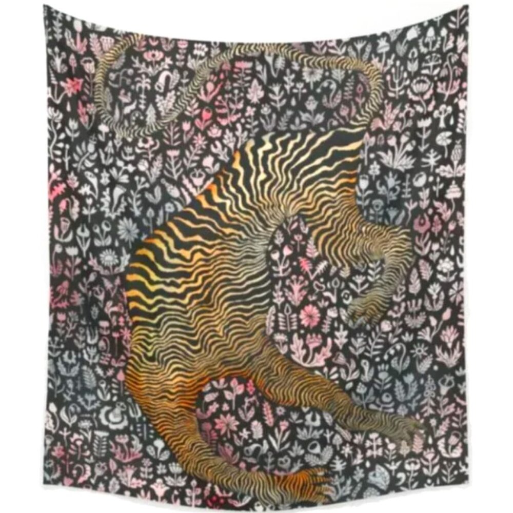 'Headless Tiger' Large Wall Tapestry Surrealist Animal Art Maximalist Decor